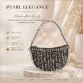 Handcrafted Charcoal Pearl Embellished Crescent Bag