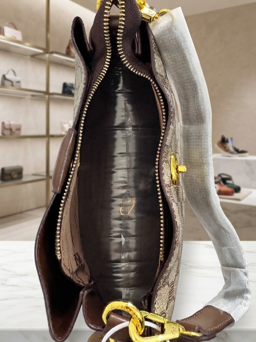 Classic Monogram Print Leather Bucket Bag