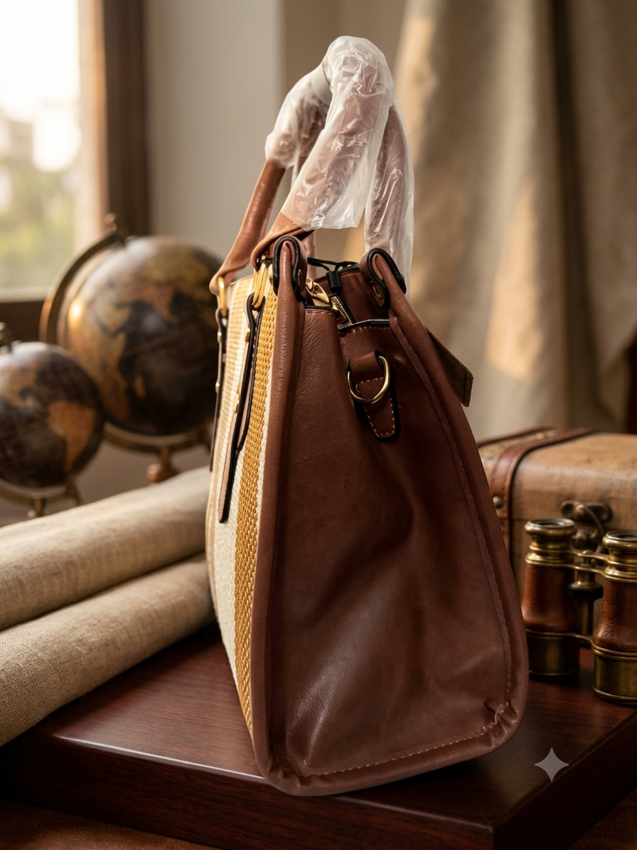 Tuscany Global Voyageur Leather & Woven Straw Satchel