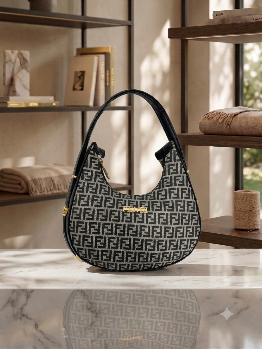 Elegance Unveiled: Fendi Monogram Hobo in a Sun-Dappled Atelier