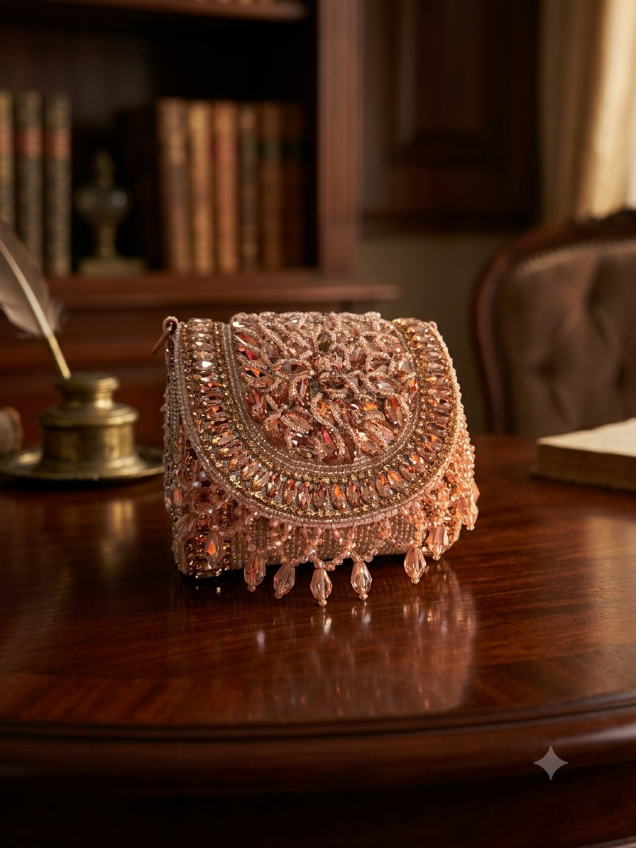 Crystal Embellished Triangular Prism Potli