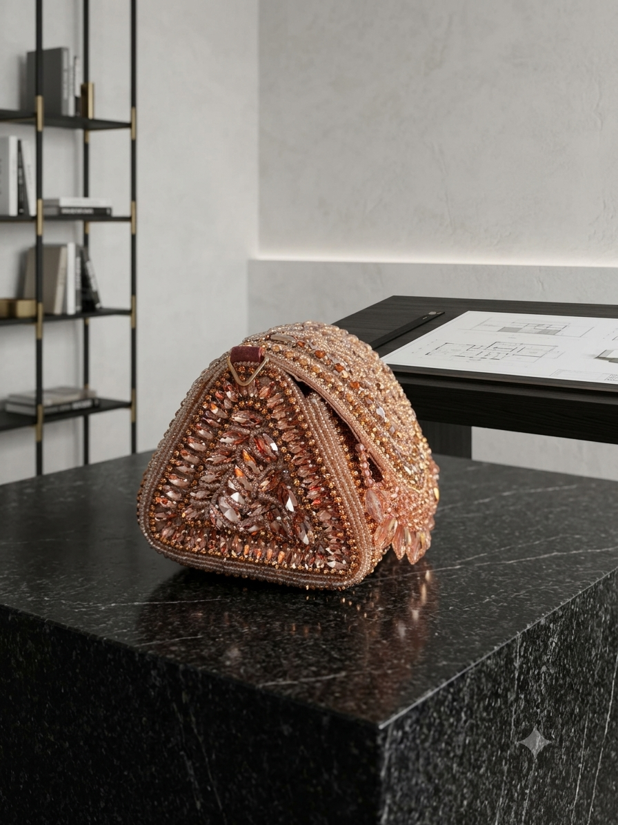 Crystal Embellished Triangular Prism Potli