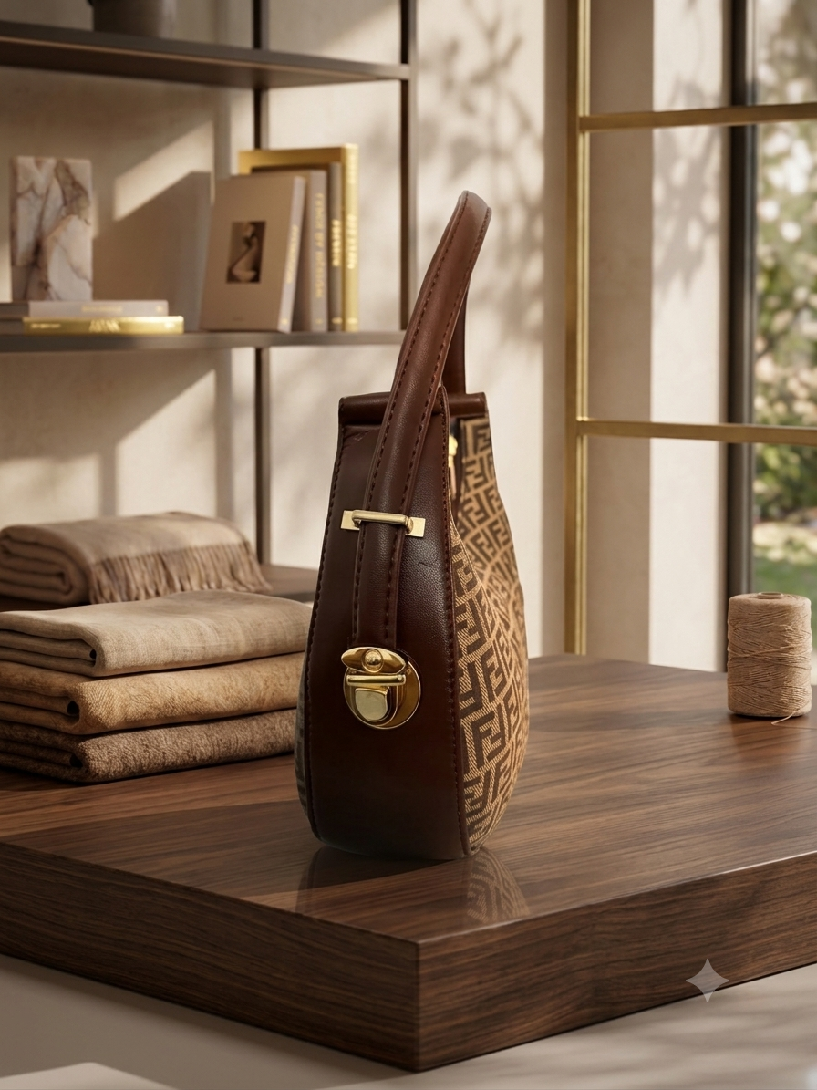 Elegance Unveiled: Fendi Monogram Hobo in a Sun-Dappled Atelier