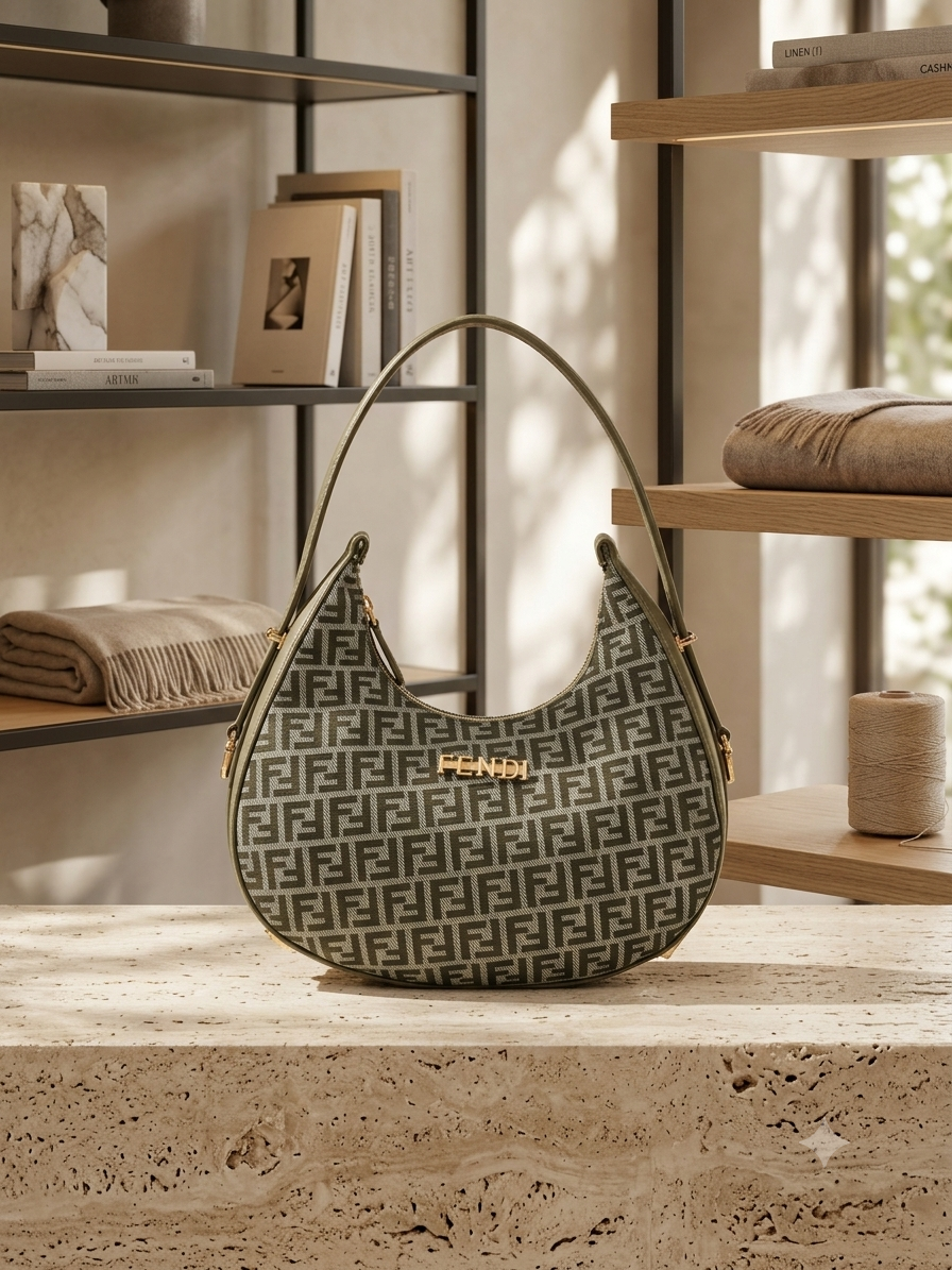 Elegance Unveiled: Fendi Monogram Hobo in a Sun-Dappled Atelier