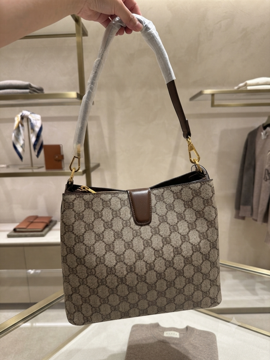 Classic Monogram Print Leather Bucket Bag