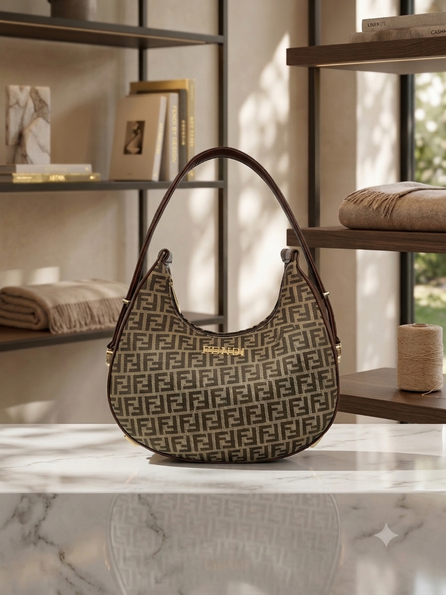 Elegance Unveiled: Fendi Monogram Hobo in a Sun-Dappled Atelier