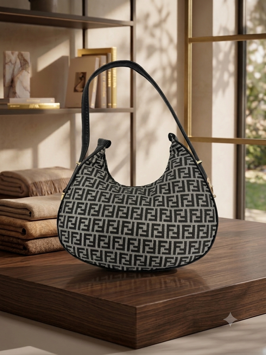 Elegance Unveiled: Fendi Monogram Hobo in a Sun-Dappled Atelier