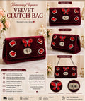 Glamorous Red Crystal Butterfly Velvet Clutch Bag