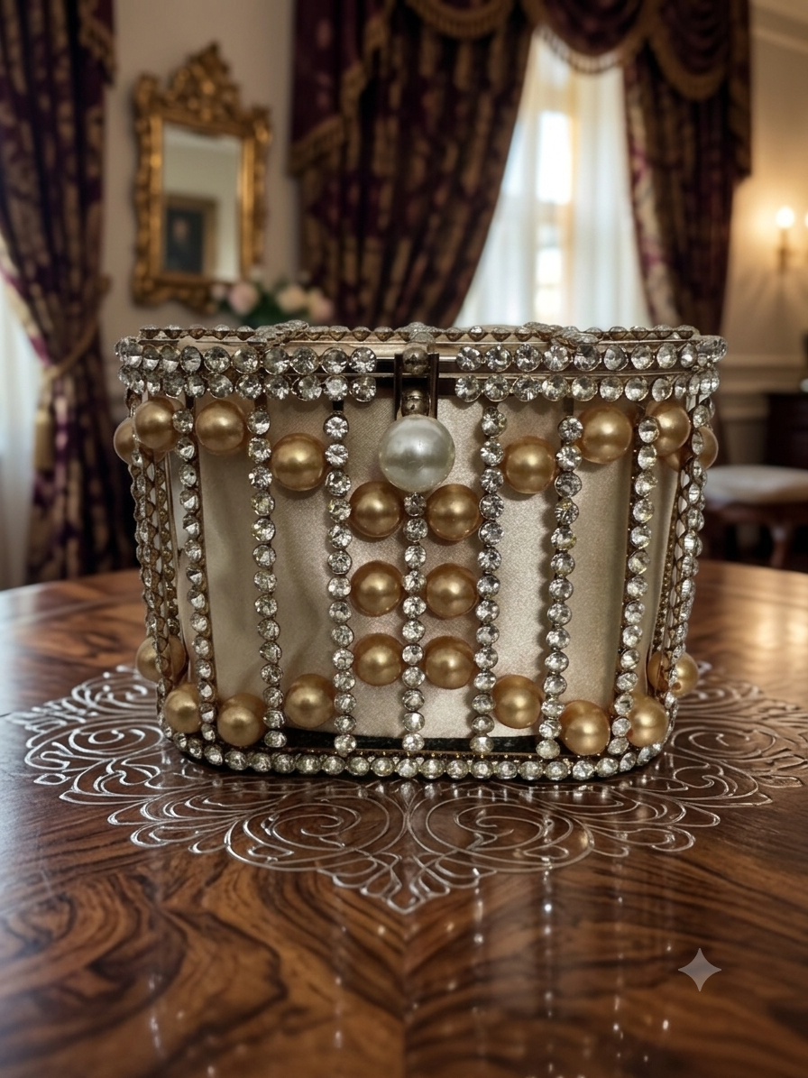 Pearl & Crystal Cage Clutch