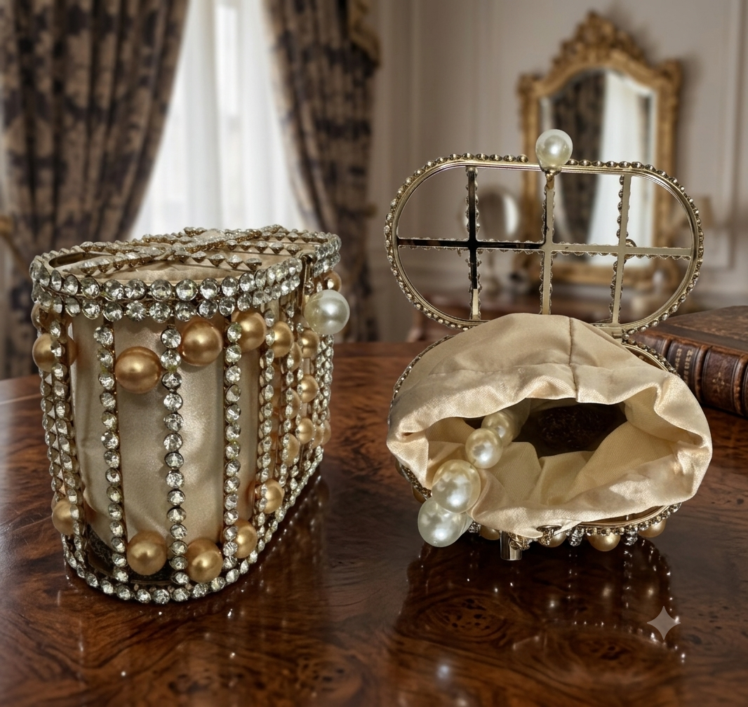 Pearl & Crystal Cage Clutch