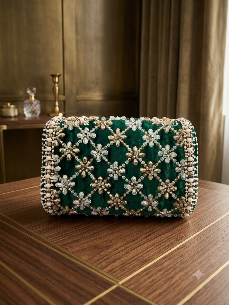 Emerald Green Handcrafted Bridal Bag