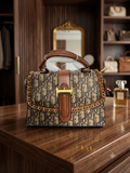 Classic Monogram Print Top-Handle Bag with Gold Hardware