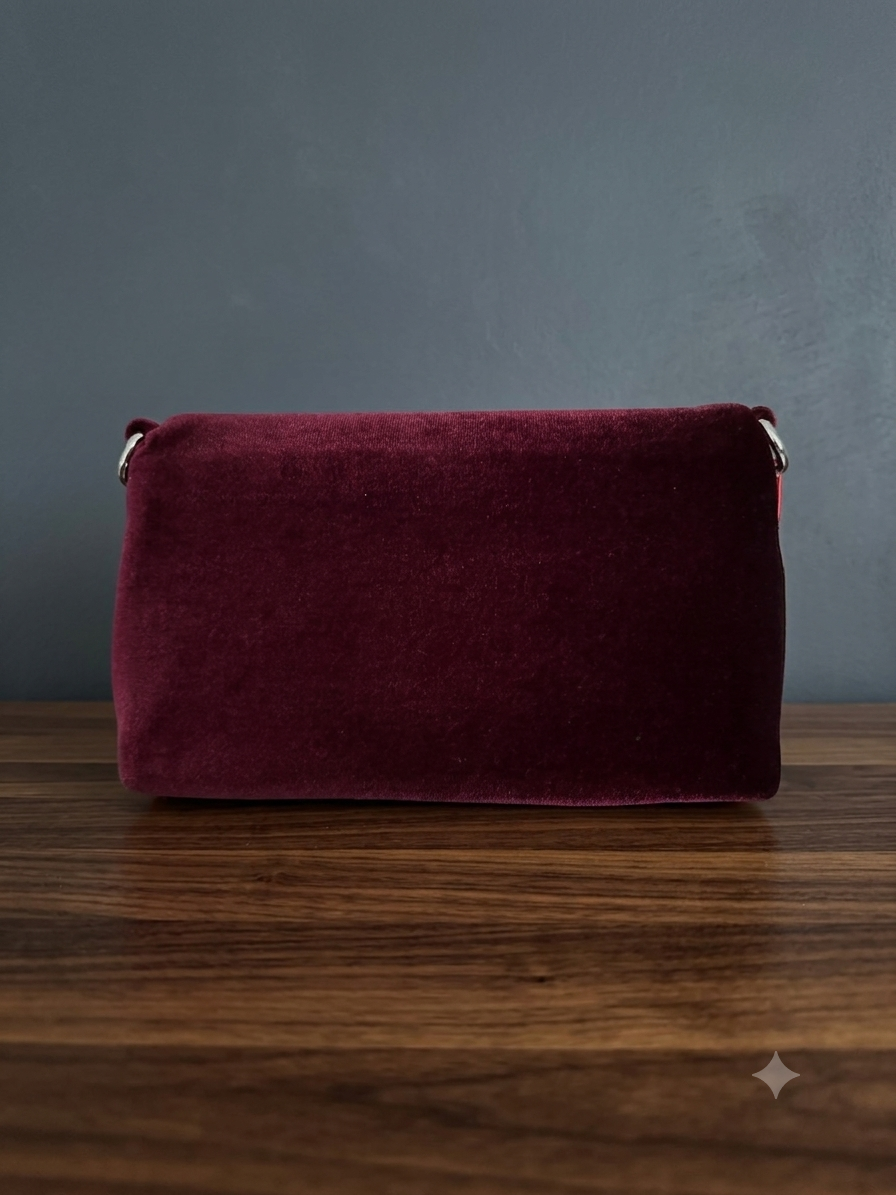 Glamorous Red Crystal Butterfly Velvet Clutch Bag